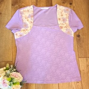 Cotton Silk Modern Chinese Short Sleeves Top Shirt in Purple, Cream, and Blue